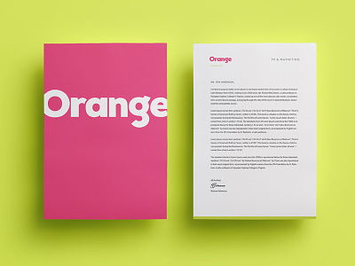 Orange Letterhead brand identity branding bright collateral exciting focus lab letterhead lime orange pink print stationery