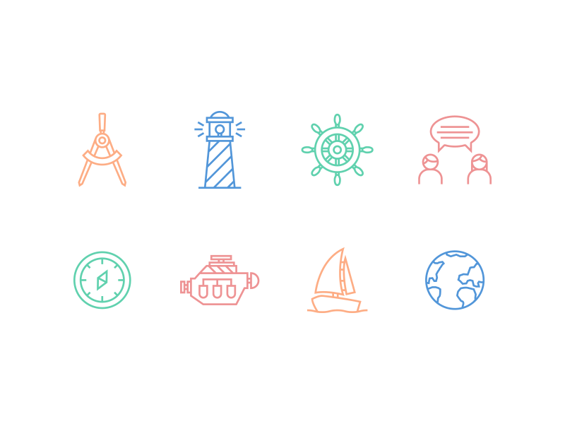 Argo Icons compass engine focus lab globe icon set icons illustration lighthouse motor nautical icons steering wheel ui