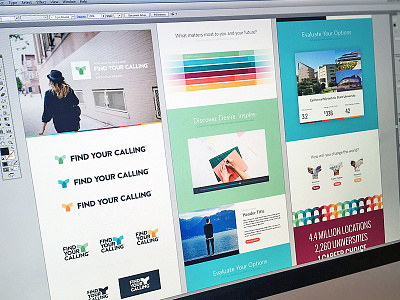 Find Your Calling branding color palette colorful direction focus lab lockups logo path simple typography ui y