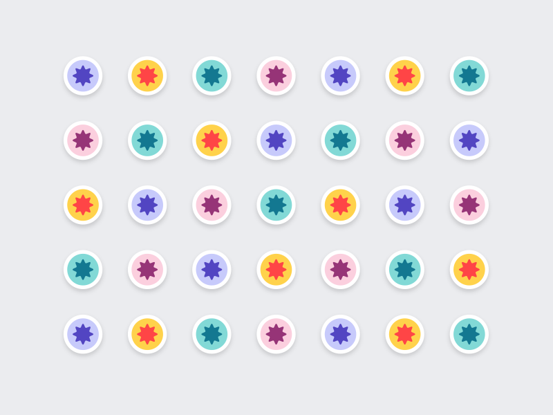 Internal Badges branding fun internal hackathon specialty colors colorful icons stars icon badge
