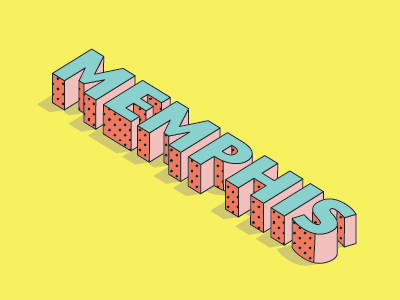 Isometric Memphis 80s design isometric memphis on trend pastel typography