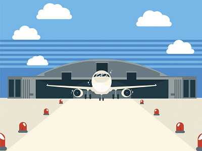 Airplane hangar airplane design drawing illustration vector