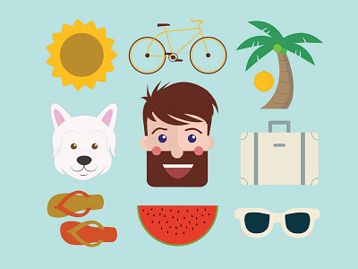 Summer icons adobe design flat icons illustration illustrator style vector