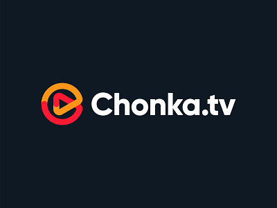 C + play | Chonka.tv logo option #1 branding colorful forward icon symbol monogram letter c logo logo logo design logo designer merge connect overlay sync minimalist smart modern monogram play button technology tv media video yellow orange red