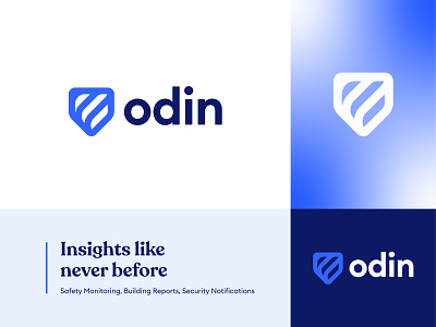 Odin blue gradient connect connection link data technology tech futuristic futuristic minimal modern insights logo logo design concept norse god protection safety security shield