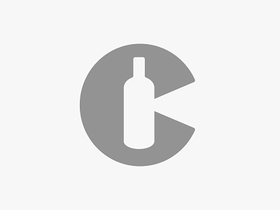 C + Wine Bottle black and white monochrome french champagne grapes wine shop store logo design modern logo designer technology wine bottle spirit alcohol drink