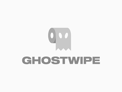 GHOSTWIPE black and white monochrome bowel movement gut branding creme innovation technology logo design minimal clever logo icon symbol smart healthy fun young dynamic toilet paper roll wc bathroom