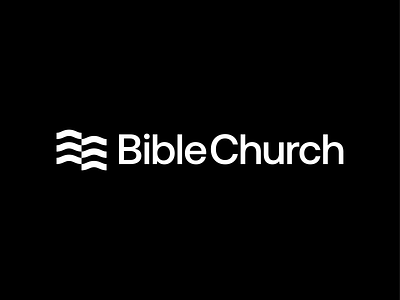 Bible Church bible christianity black and white book pages brand identity geometric logo design modern minimal open book religion church sea waves