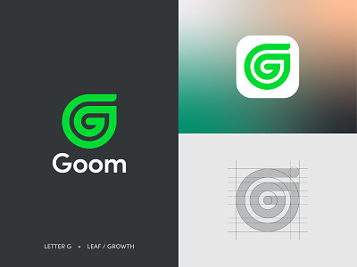 Goom Logo Design branding circles evolve grow green grid system geometry health app healthy leaf growth nature logo design wellness happiness