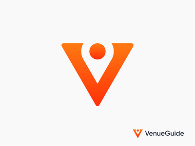 Venue Guide 2 3d augmented reality letter v location pin location pin logo modern orange smart triangle v logo venue guide vr