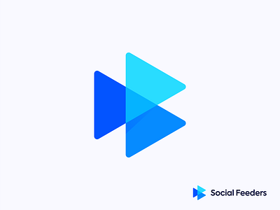 Social Feeders blue connection forward thinking futuristic google marketing logo modern play social social media marketing symbol triangles website development