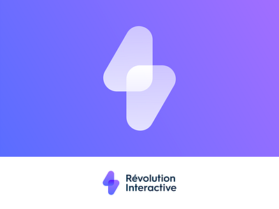 Révolution Interactive Logo Design futuristic gradient interaction interactivity lightning bolt modern startup tech technology