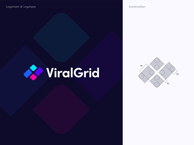 Viral Grid Logo Design all in one colorful construction dynamic gradient grid logo managing modern futuristic logo design online presence organization platform technology viral grid