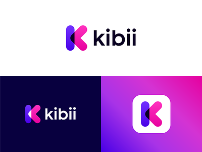 Kibii Logo Design app logo buckets colorful curated futuristic gradient k logo letter k letter logo minimalist modern monogram social planning app technology