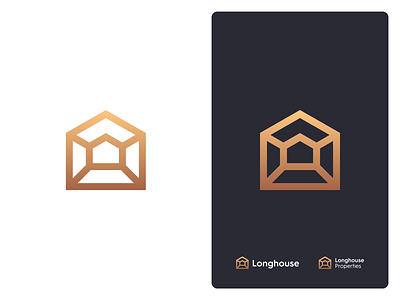 Longhouse Properties building community facilities gold gold logo gradient home house housing logo design longhouse minimalist modern multi family nyc developer premium real estate