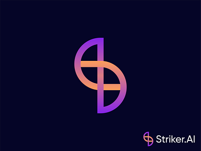 Striker.Ai Logo Concept artifical intelligence startup automate targeting automation colorful forcast sales futuristic gradient letter s logo markeing channels optimisation s logo design symbol tech technology user action prediction