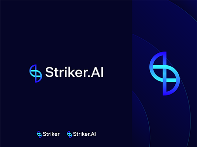 Striker.AI 2 artifical intelligence startup automate targeting automation blue gradient colorful forcast sales futuristic gradient letter s logo markeing channels optimisation s logo design symbol tech technology user action prediction