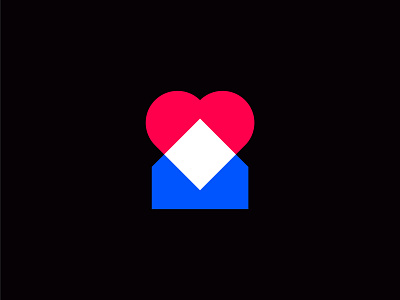 Heart & Home branding colorful futuristic heart home house icon logo logo design mark minimalist modern realty red blue color overlay overlap symbol technology