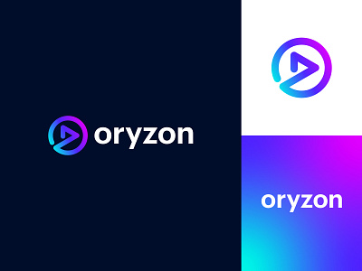 Oryzon Logo combination smart connection letter o play logo line art gradient colorful logo design simple smart modern minimalist technologu futuristic video marketing content strategy