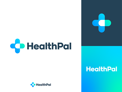 Healthpal Logo blue green gradient health healthpal logo design modern negative space minimal