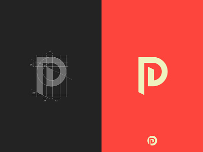 Letter P Logo geometric modern geometry letter p logo design monogram letters logos red and yellow simple minimal minimalist modern