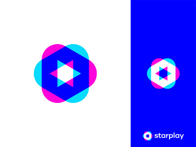 Starplay Logo color colorful neon electric fun positive bright energetic modern futuristic minimal star logo star play button logo