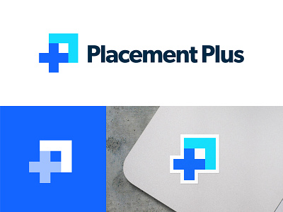 Placement Plus blue colors colorful letter p logo logo design logo designer modern minimalist smart technology