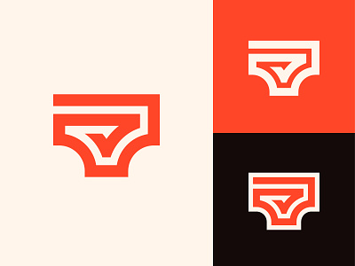 Underwear line art bold logo design logo designer mark symbol modern minimalist strong orange black logo underwear