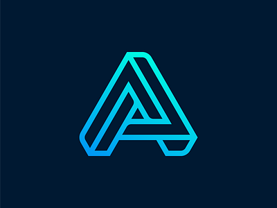 Letter A + Impossible Object abstract geometry flow connection lines smooth impossible object shape letter a logo logo designer modern futuristic red blue gradient colorful