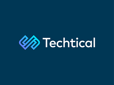 Techtical Logo Design blue purple gradient colorful brackets branding coding consulting front end back end futuristic logo design logo designer symbol technology web development