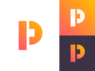 P + Phone branding colorful for hire letter p logo design logo designer modern monogram negative space phone smart technology yellow orange red gradient