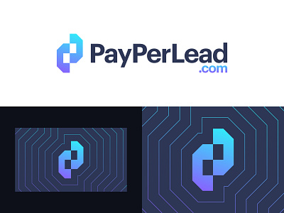 PayPerLead.com Logo & Business Card blue pink purple gradient branding colorful for hire logo design logo designer modern negative space phone telephones signal pattern call smart technology