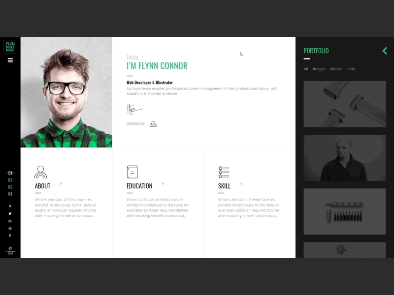 Clio - Personal Resume CV HTML Template | Card Hover Effect