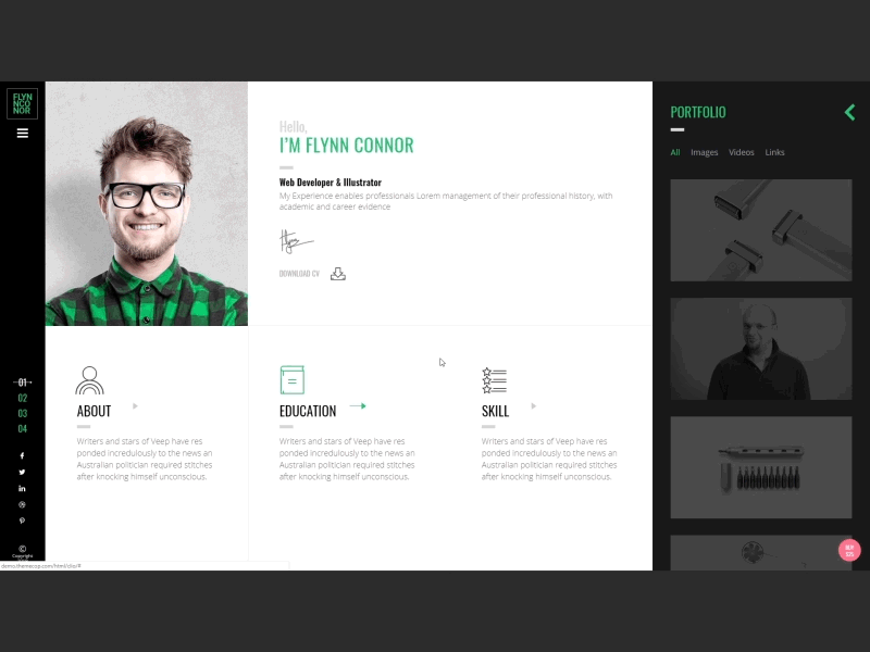 Clio - Personal Resume CV HTML Template | Card Reveal