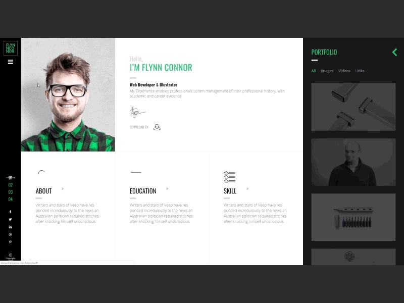 Clio - Personal Resume CV HTML Template | Interface Interaction