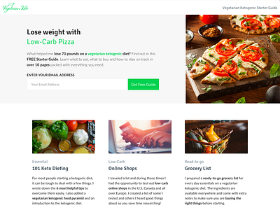 VegetarianKeto.com - Landing Page conversion cooking diet email food green ketogenic landing marketing vegetarian
