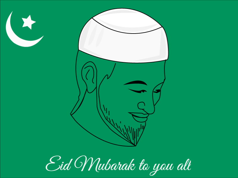Happy Eid Mubarak card celebrate character eid happy illustration mubarak