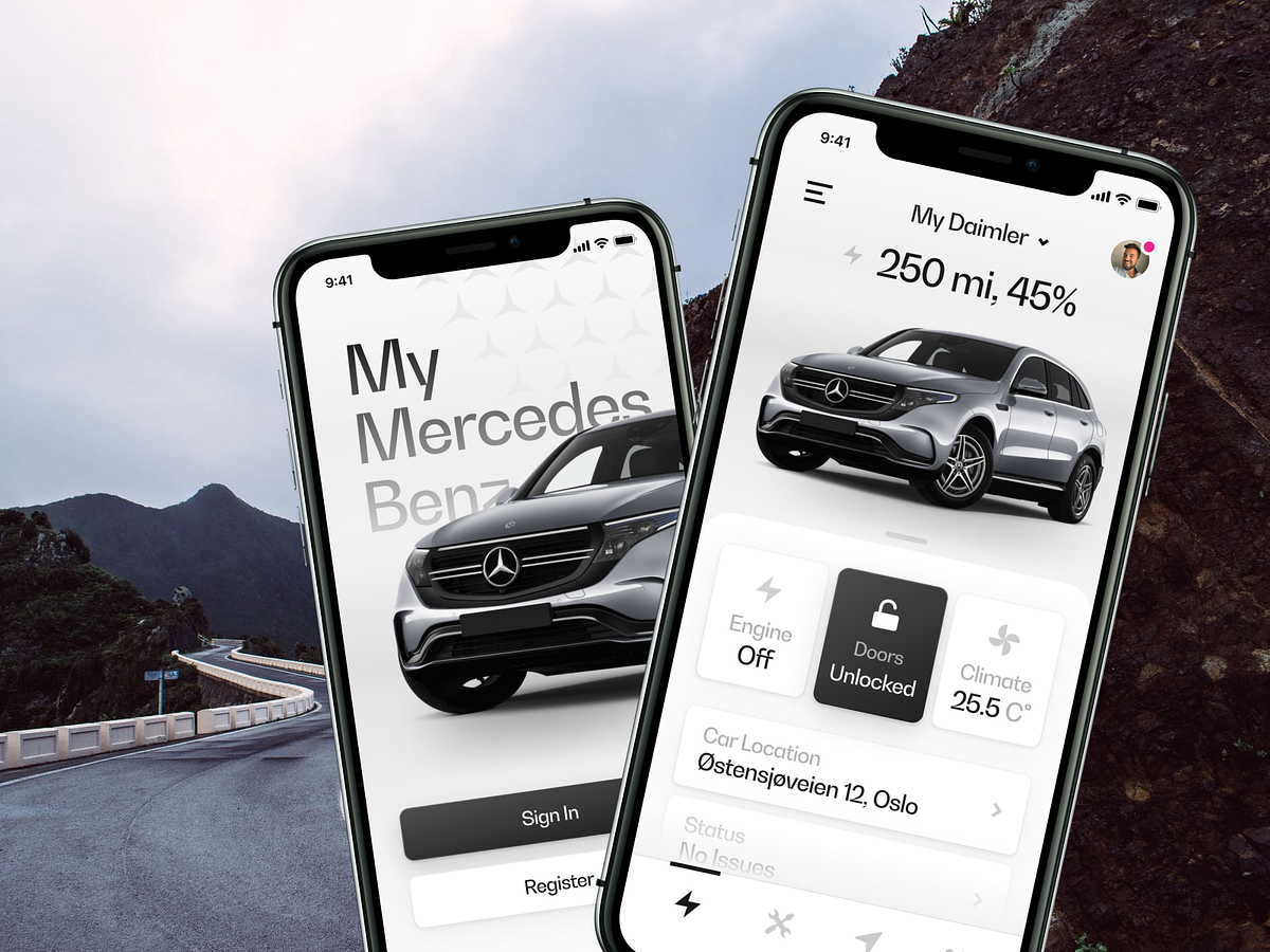 MercedesBenz Car Remote Mobile App by Uladzis on Dribbble