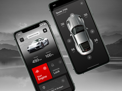 Porsche Connected Car mobile app app auto automotive connected car ios mobile app porsche remote remote control ui