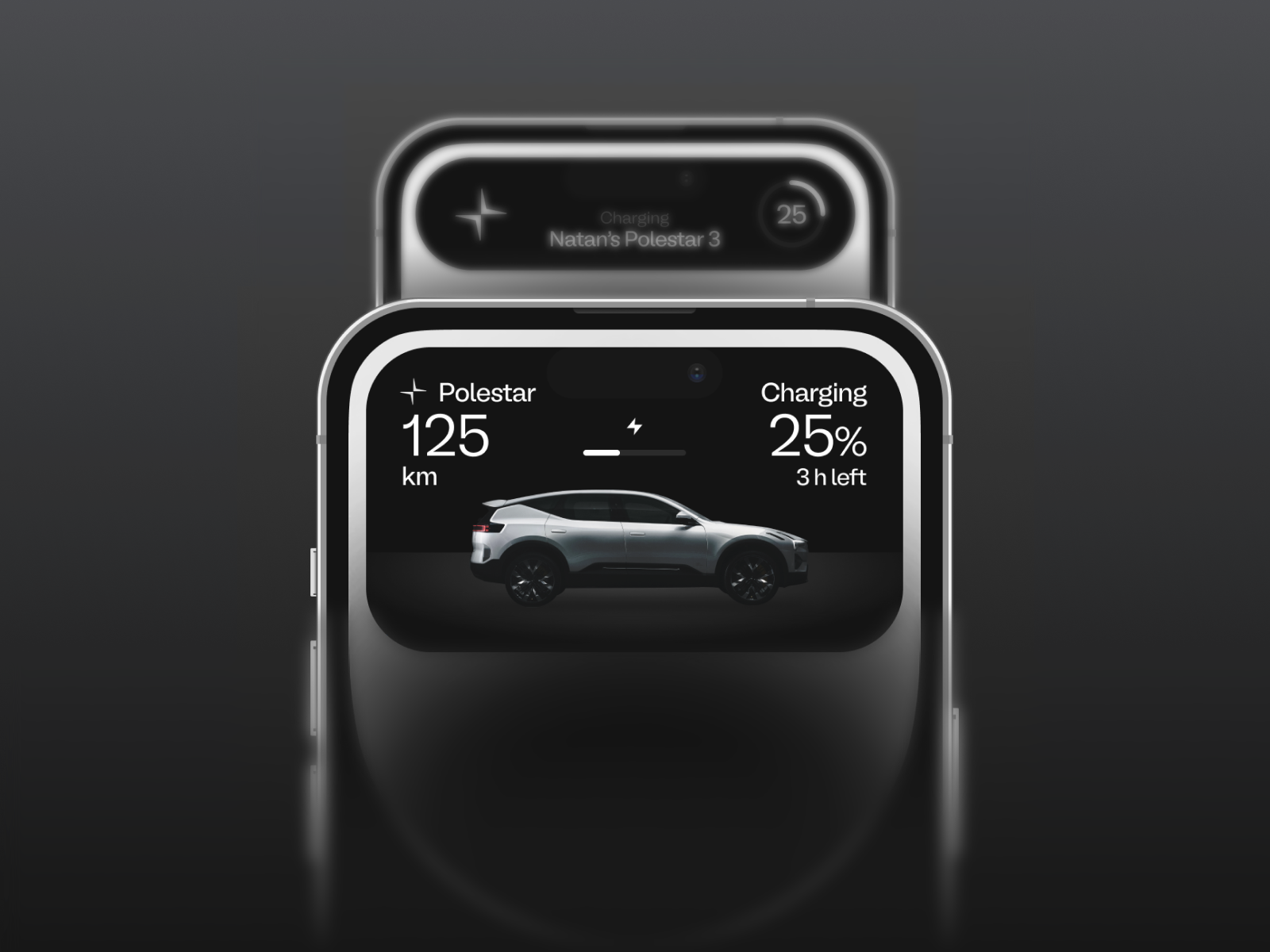Polestar iOS app charging Dynamic island by Uladzis on Dribbble