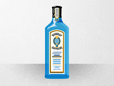 Gin blue bombay sapphire bottle gin illustration vector