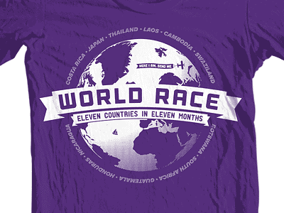 World Race purple race screenprint shirt