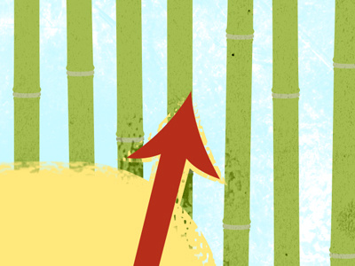 Upwards arrow bamboo illustration