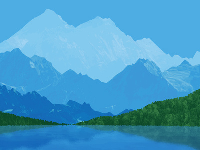 Reflecting Lakeside illustration lake mountains scenery vector