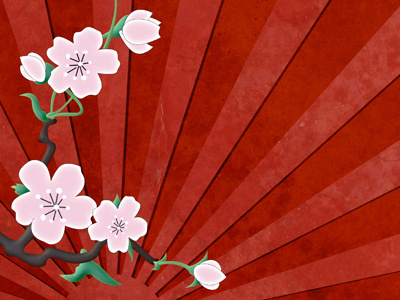 Blossoming blossom cherry flower illustration rising sun