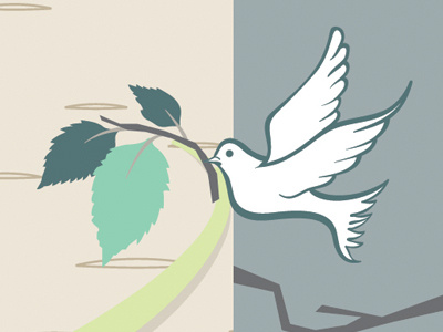 Dove with Birch Leaves