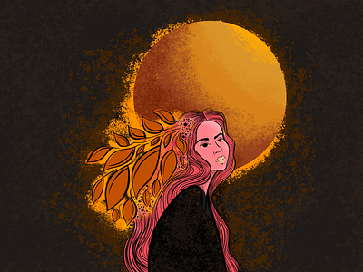 yellow moon illustration moon moonshine vector woman woman illustration