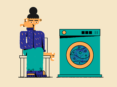 laundromat character character design illustration laundromat laundry style exploration texture