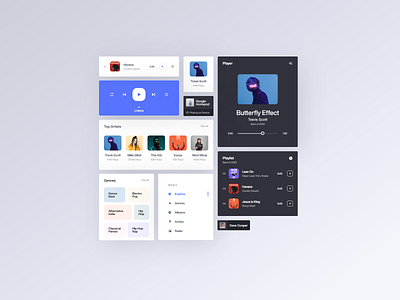 Design components - Music Player album app clean daily ui design genre ios minimal music music player web web app