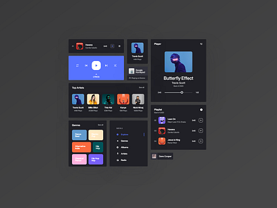 Dark Mode: Music Player web components album app clean daily ui dailyui design designs desktop minimal music music player playlist web web app